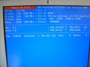 Memtest86 program checking the computer memory