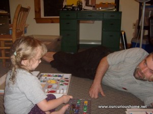 Dan and K playing Snap Circuits.