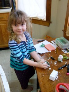 K making things with styrofoam