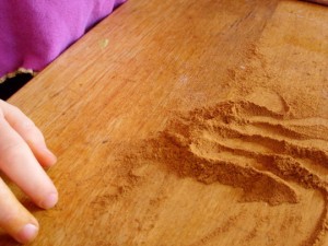 hand print in the cinnamon