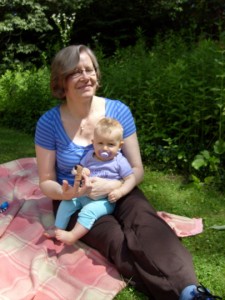 Aunt B and baby B at a picnic July 4 2009