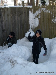 neighbor boy about to throw a snowball