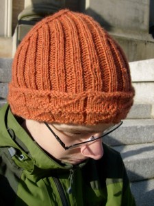 Side View of Knitted Library Window Watchcap