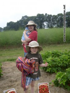 picking strawberries when K was a baby