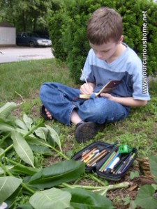 drawing in the garden