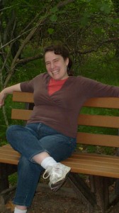 Christine sitting on a bench