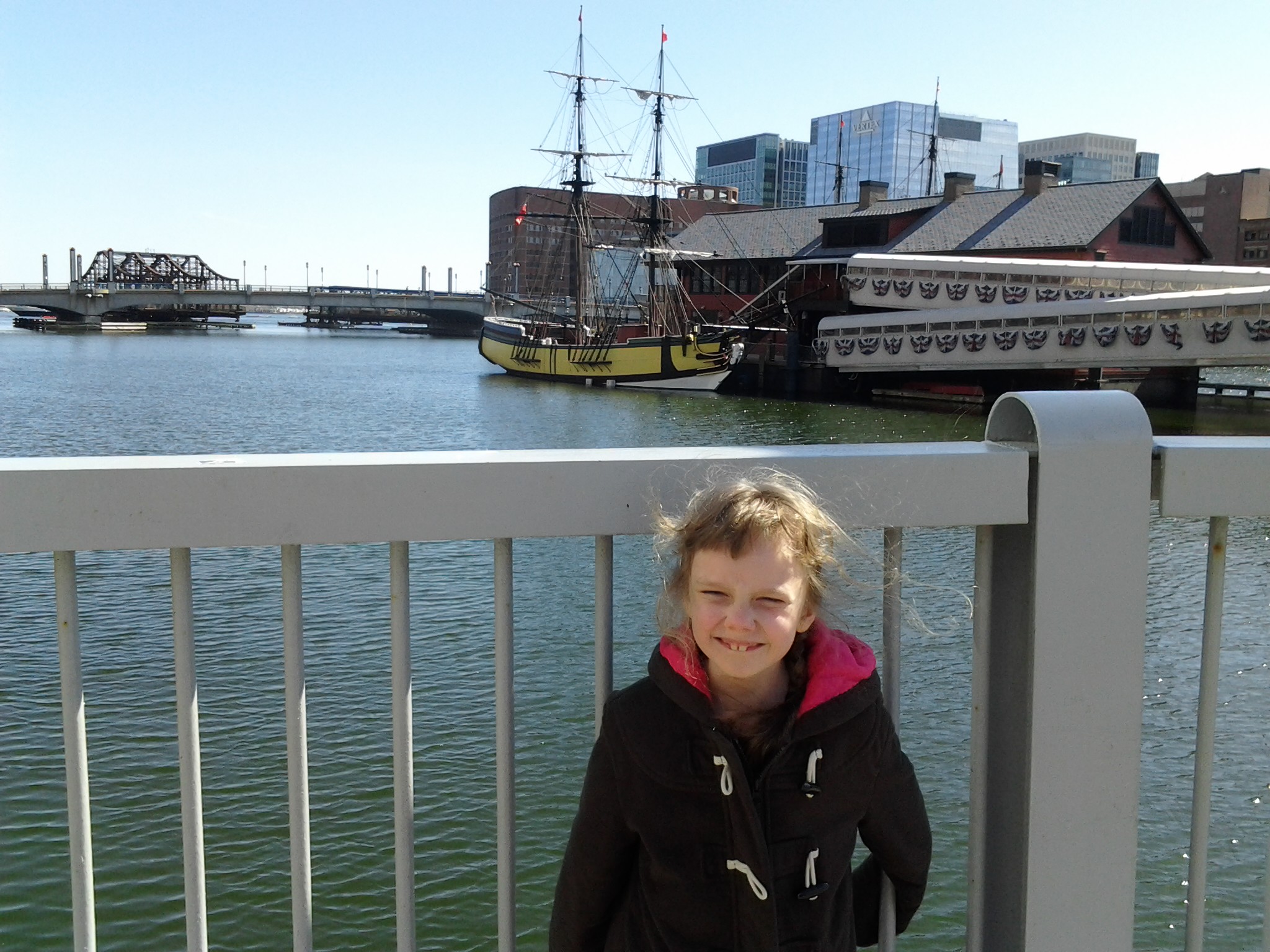K on the bridge leading to the Boston Children's Museum