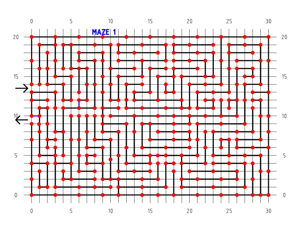 The 2015 caution tape maze with grid overlay and stake locations