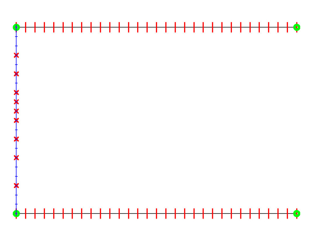 Marking the stake locations for each column. The first column is done.