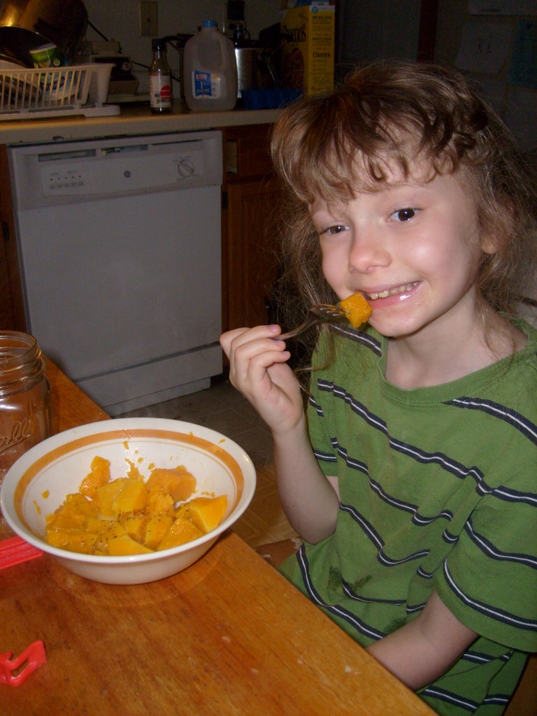 K eating butternut squash for breakfast