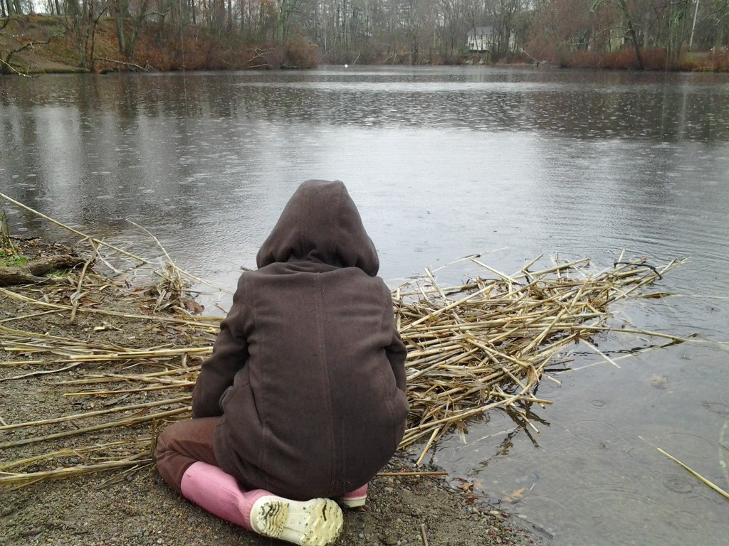 K launches the raft into Mechanics Pond