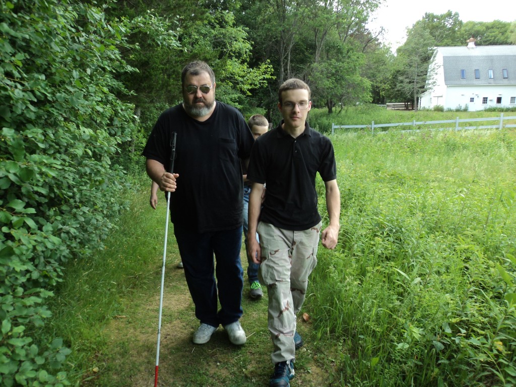 Ben and Warren on the path by the meadow