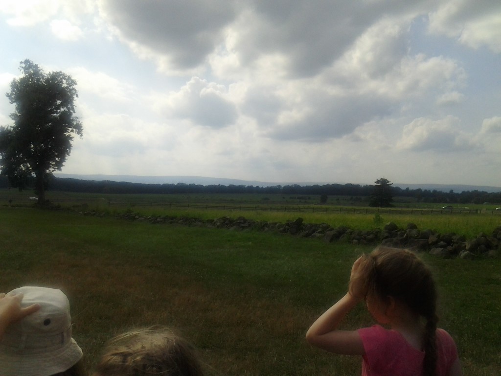 K looking out over the fields in Gettysburg