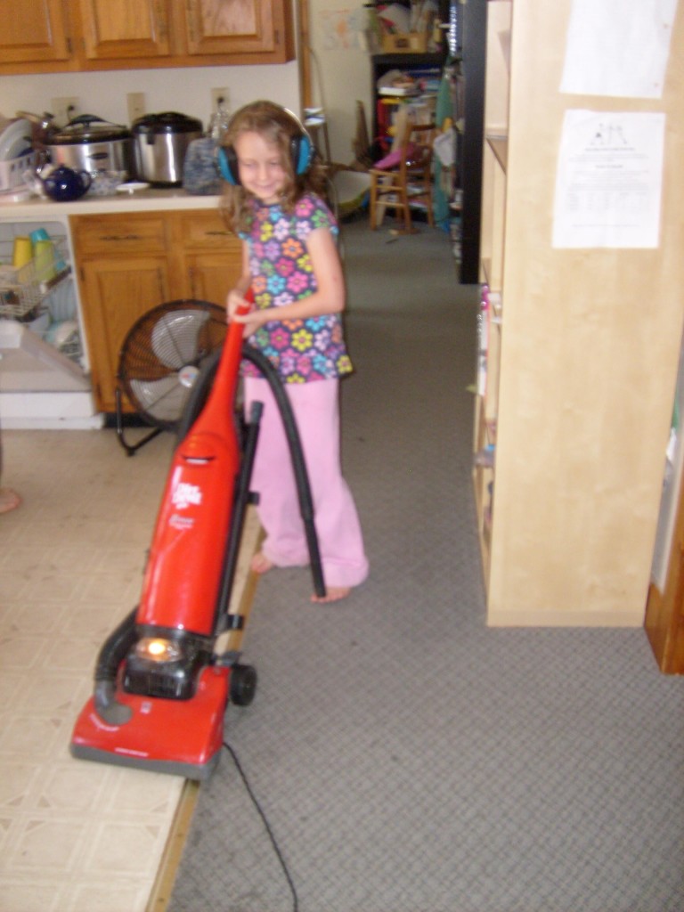 K vacuuming while wearing hearing protectors