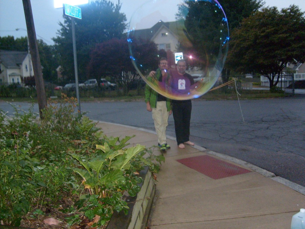 Ben leaving for his first day of college - as seen through a bubble