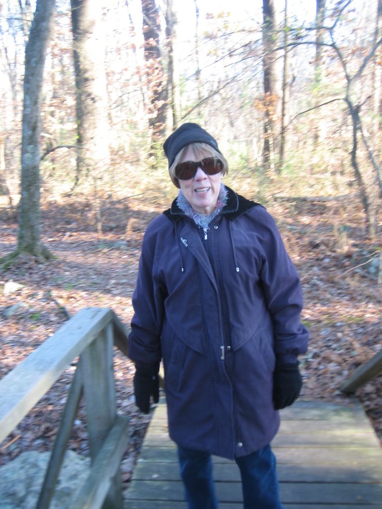 Grandma on a bridge