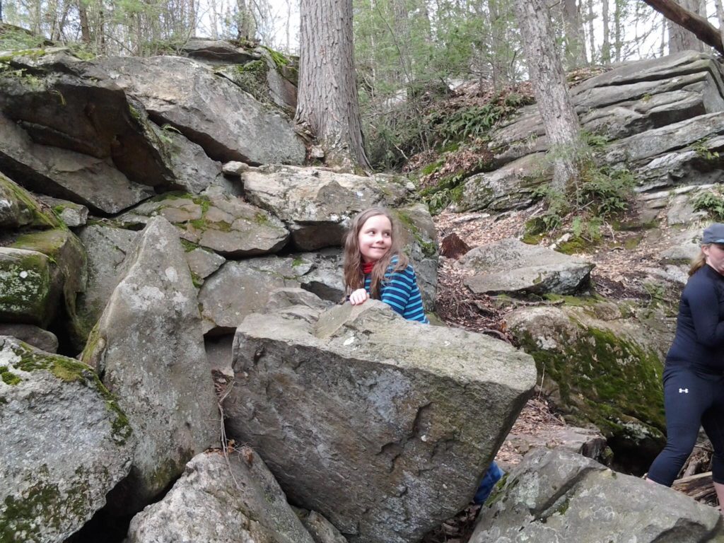 K behind a rock, you can' t see it, but it's a rock in a waterfall gorge.